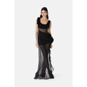 Alessandra Rich Black One Shoulder Gown